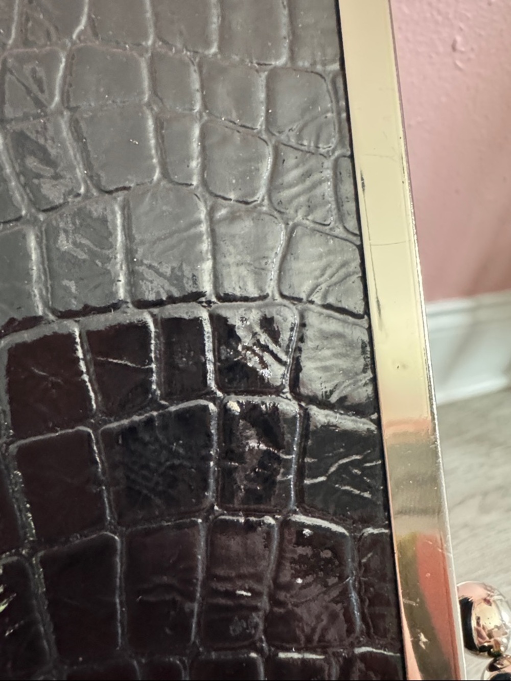 Black Croc-Embossed Clutch Wristlet - Classic Evening Bag - Picture 6 of 9